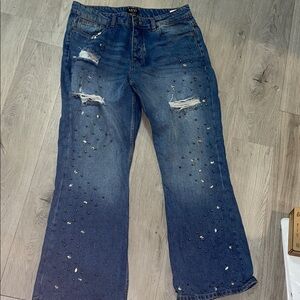 BoohooMAN flared Blue Denim Jeans
